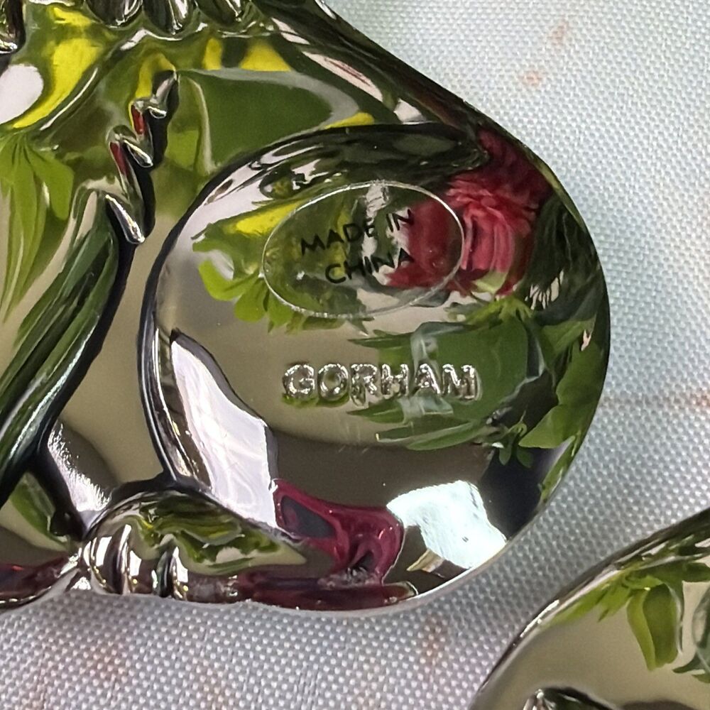 Gorham Silverplate Cat Ornaments, Set of 3, Yarn Fish Wreath Christmas Decor - Picture 8 of 16